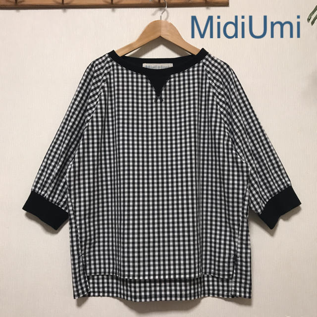 URBAN RESEARCH(アーバンリサーチ)のMidiUmi ミディウミ ギンガムチェックコンビラグランプルオーバー レディースのトップス(シャツ/ブラウス(長袖/七分))の商品写真