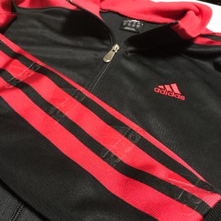 アディダス(adidas)のadidas アディダス ジャージ 上下 L XL 黒 赤 (ジャージ)