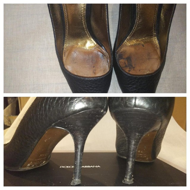 DOLCE&GABBANA(ドルチェアンドガッバーナ)のDOLCE&GABBANA レザーパンプス 黒 ３５,５ レディースの靴/シューズ(ハイヒール/パンプス)の商品写真