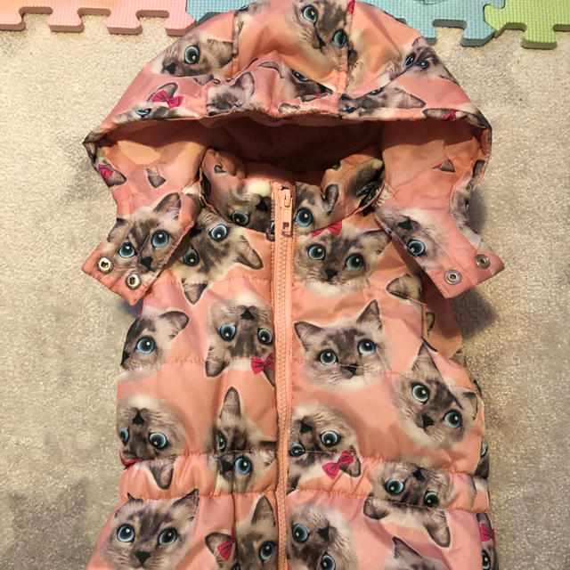 H&M(エイチアンドエム)の猫柄ベスト 104cm キッズ/ベビー/マタニティのキッズ服女の子用(90cm~)(ジャケット/上着)の商品写真