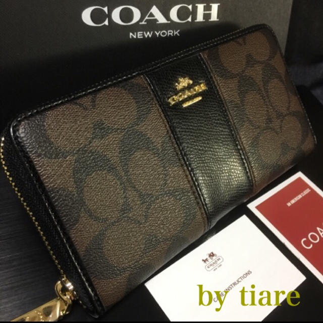 COACH(コーチ)の限定セール❣️新品コーチ長財布F52859ブラック×ダークブラウンシグネチャー レディースのファッション小物(財布)の商品写真