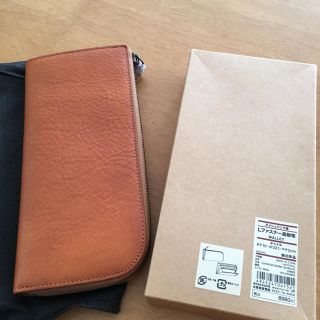 ムジルシリョウヒン(MUJI (無印良品))の無印 新品 Ｌファスナー長財布 ヌメシュリンク革 キャメル(財布)