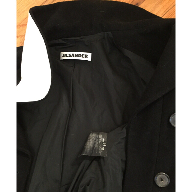 Jil Sander(ジルサンダー)の正規店購入34ジルサンダーJIL SANDERウールコートブラック素敵7-9号 レディースのジャケット/アウター(テーラードジャケット)の商品写真