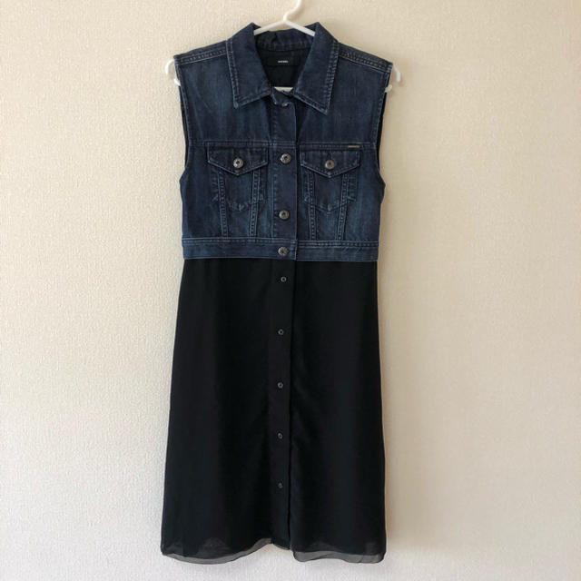 ワンピなど最旬ア! DIESEL - S ワンピース デニム×シフォン 人気の雑貨がズラリ! グリンソン ヴィヴィアンウエストウッド レア 希少 スクイグル シューズ 本革 ドレス/ビジネス
