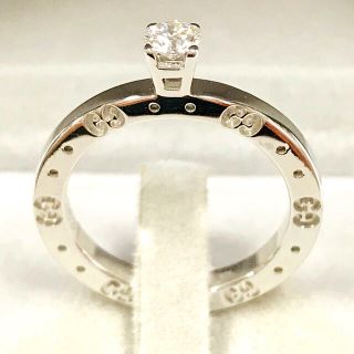 グッチ(Gucci)の新品仕上GUCCI 750WG 12.5号ダイヤ0.25ct GGマリッジリング(リング(指輪))