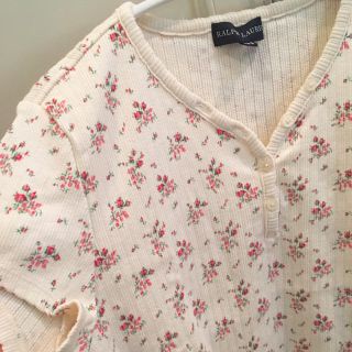 ロキエ(Lochie)の最終♡RALPHLAUREN花柄サーマルカットソーヘンリーネック古着(Tシャツ(半袖/袖なし))