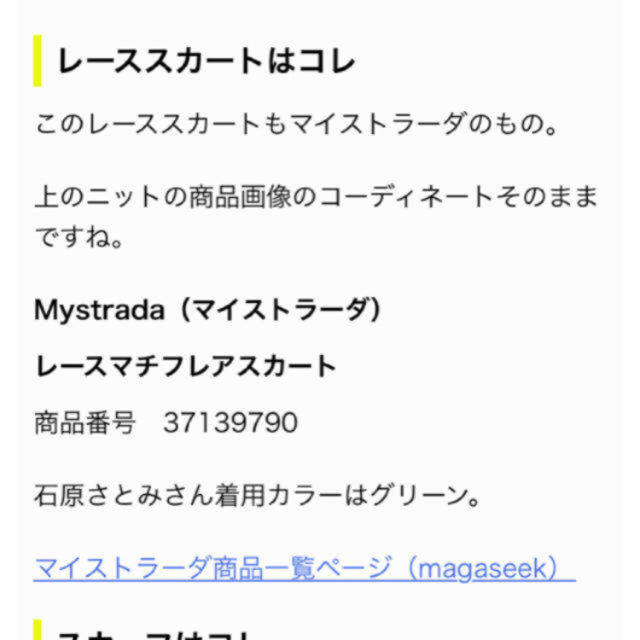 Mystrada(マイストラーダ)のレーススカート レディースのスカート(ひざ丈スカート)の商品写真