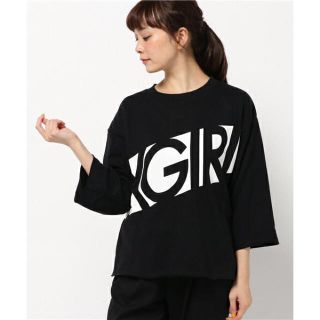 エックスガール(X-girl)のSLANTED LINE LOGO H/S TOP、スリットティードレス(トレーナー/スウェット)