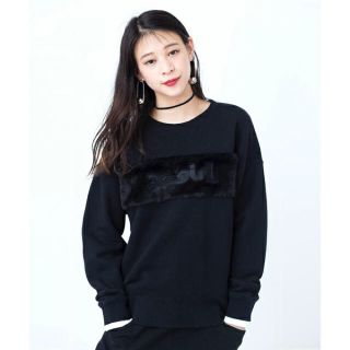 エックスガール(X-girl)のFUR LOGO SWEAT TOP、ラグビーシャツ(トレーナー/スウェット)