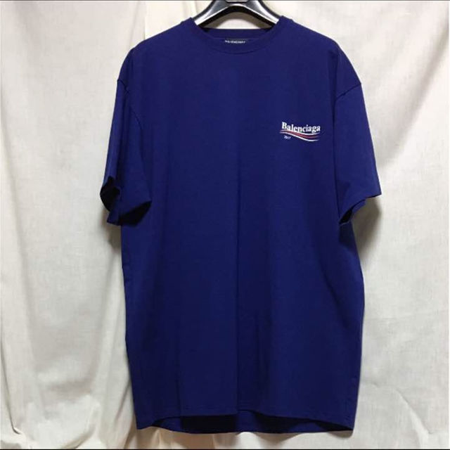 BALENCIAGA ロゴTシャツ 青 M