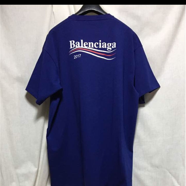 BALENCIAGA ロゴTシャツ 青 M