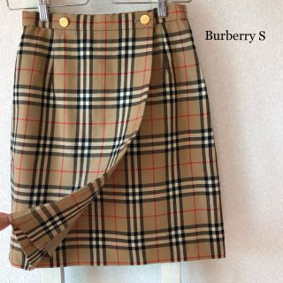 バーバリー(BURBERRY)のBurberryノバチェック ♡ 巻きスカート 金ボタン (ひざ丈スカート)