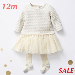 プチバトー(PETIT BATEAU)の☆SALE☆ 新品 プチバトー♡ チュビックキルティングコンビワンピース 12m(ワンピース)