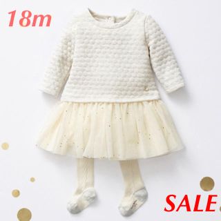 プチバトー(PETIT BATEAU)の☆SALE☆ 新品 プチバトー♡ チュビックキルティングコンビワンピース 18m(ワンピース)