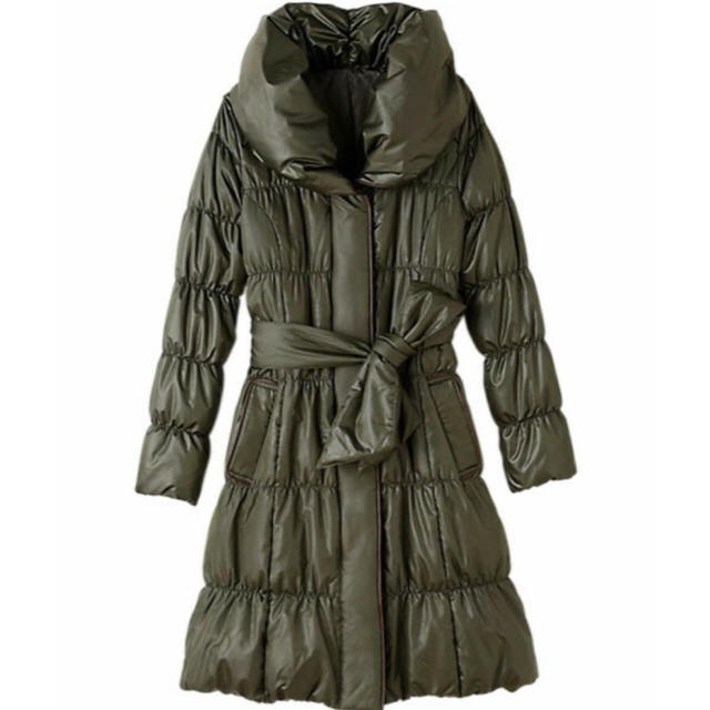 値下げ中！冬服は夏に買うのがお得😊ダウンコート グリーン XL  レディースのジャケット/アウター(ロングコート)の商品写真