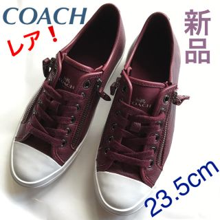 コーチ(COACH)の【未使用品】コーチ レザー スニーカー 革 靴 ボルドー バーガンディ(スニーカー)