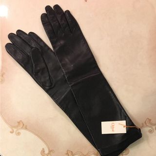 クロエ(Chloe)のChloe レザー ロング手袋 クロエ 手袋 羊革 黒 新品 未使用 20 本物(手袋)