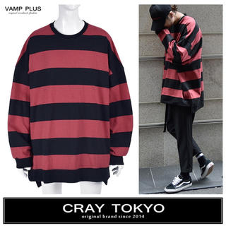 AAA Nissy着型 CRAY TOKYO 黒赤ボーダーロングTシャツ 新品(Tシャツ/カットソー(七分/長袖))