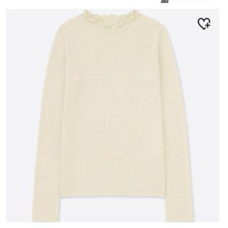 ユニクロ(UNIQLO)のシャイニーリブフリルネックセーター(ニット/セーター)