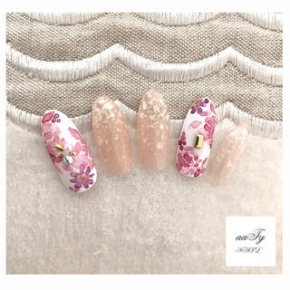 no.04 nail tip 〈水彩Flower〉pink violet ネイル