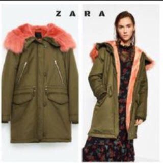 ザラ(ZARA)の希少ZARA幻のピンクファーモッズコートN-3B 総裏ファーSサイズ超美品(ミリタリージャケット)