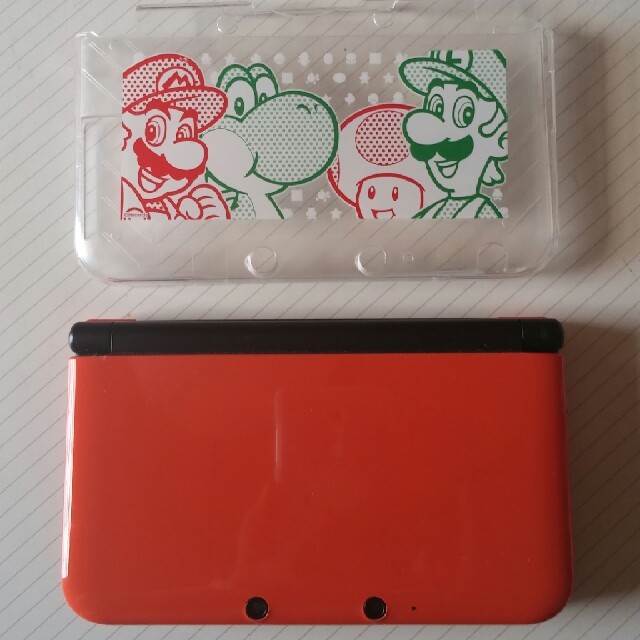 美品　3DS LL  オレンジxブラック　カバー、フィルム、ケース付き