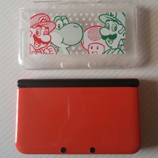 ニンテンドウ(任天堂)の美品　3DS LL  オレンジxブラック　カバー、フィルム、ケース付き(携帯用ゲーム機本体)
