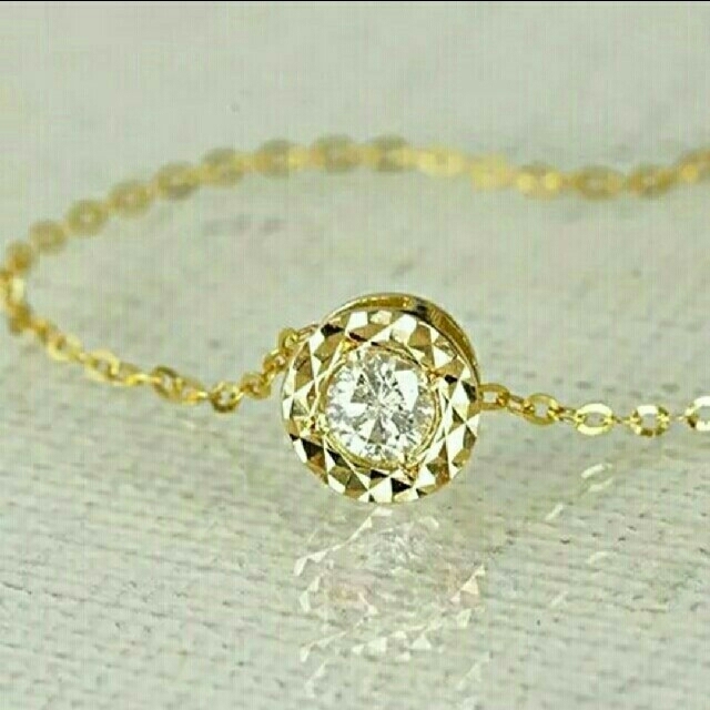 0.1ct k18 YG 刻印あり ダイヤモンド ペンダント 鑑別書付-