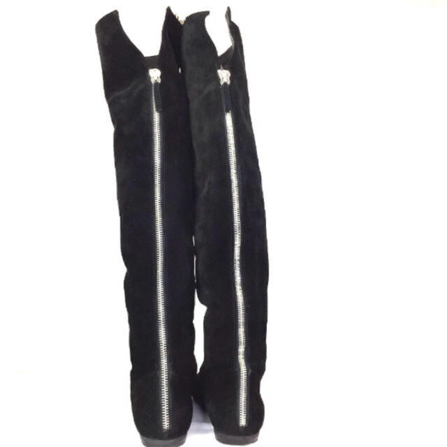 Christian Louboutin(クリスチャンルブタン)のジュゼッペザノッティ ジッパーニーハイブーツ 37.5 ブラック 美品 レディースの靴/シューズ(ブーツ)の商品写真
