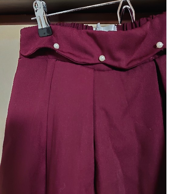 ワインレッド 膝丈スカートフリーサイズ レディースのスカート(ひざ丈スカート)の商品写真