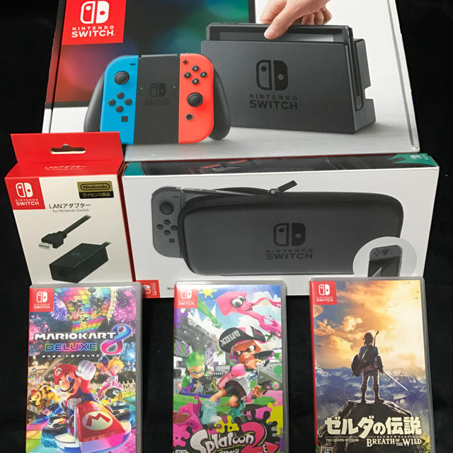 【中古激安】Nintendo Switch本体＋周辺機器 ソフト3つ | フリマアプリ ラクマ