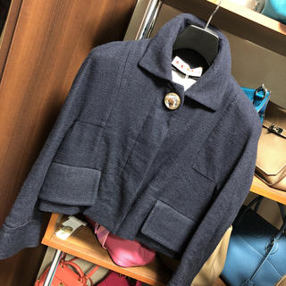 マルニ(Marni)の新品タグ付き定価23万 マルニ ジャケット 麻 春夏 ネイビー紺色 36 (テーラードジャケット)
