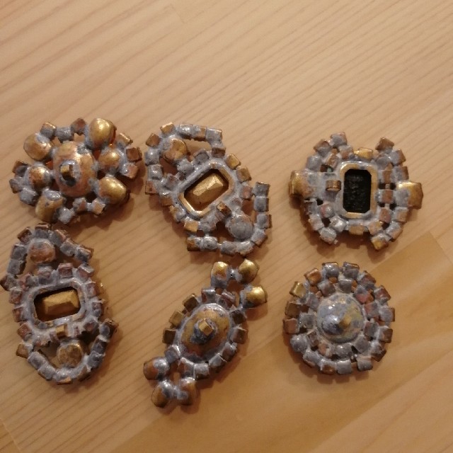ぬまさま　チョコガラスボタン　ヴィンテージ　6 個セット ハンドメイドの素材/材料(各種パーツ)の商品写真