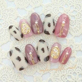 mylovemylife_nail☆ホワイトべっ甲ニュアンスネイル(ピンク系)