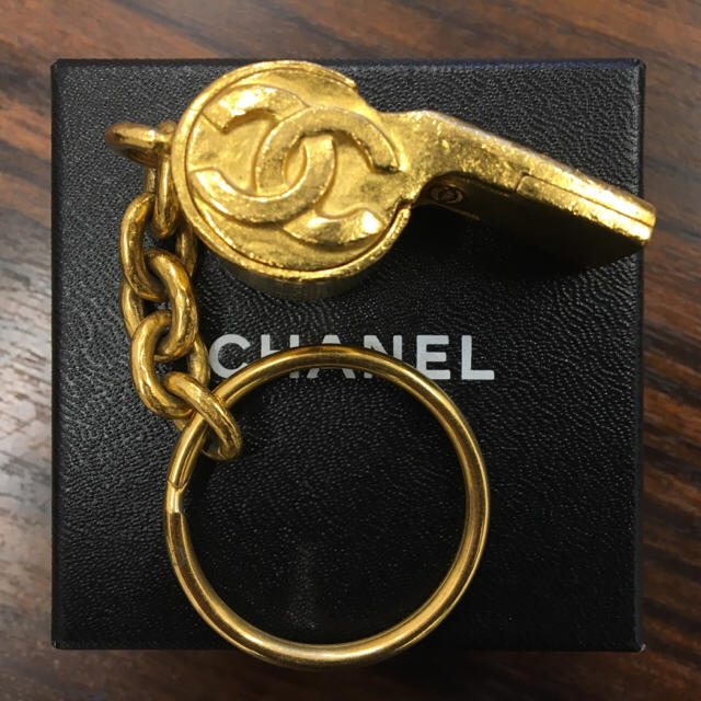 シャネル CHANEL ホイッスル 笛 96A ヴィンテージ CC ココマーク バッグチャーム キーホルダー メタル ゴールド