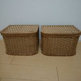 ムジルシリョウヒン(MUJI (無印良品))のフタ付き カゴ カントリー 2個セット 無印良品(ケース/ボックス)