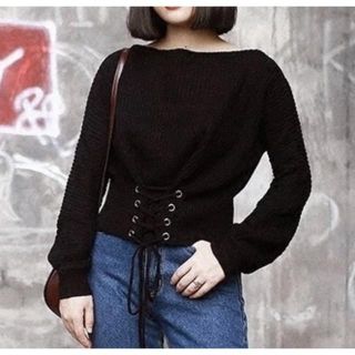 ディーホリック(dholic)の★レースアップ ニット セーター ZARA AZUL 好きにオススメ(ニット/セーター)