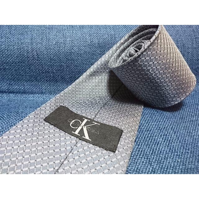 ck Calvin Klein(シーケーカルバンクライン)のCK カルバンクライン ネクタイ 薄花色 格子柄 USED メンズのファッション小物(ネクタイ)の商品写真