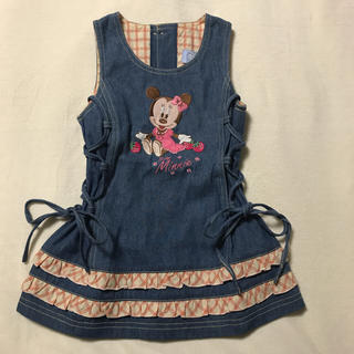 ディズニー(Disney)のミニーちゃん デニムのジャンバースカート(ワンピース)