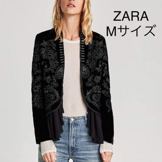 ザラ(ZARA)の新品 ZARA ザラ 刺繍入り ベルベット ジャケット(ノーカラージャケット)