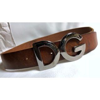 ドルチェアンドガッバーナ(DOLCE&GABBANA)のドルチェ&ガッバーナ DGロゴバックル ベルト ブラウン×シルバー 82～92㎝(ベルト)