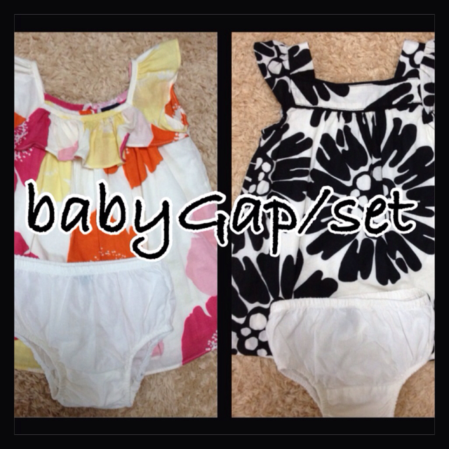 GAP(ギャップ)のbabyGap/ワンピset 2点 キッズ/ベビー/マタニティのベビー服(~85cm)(ロンパース)の商品写真