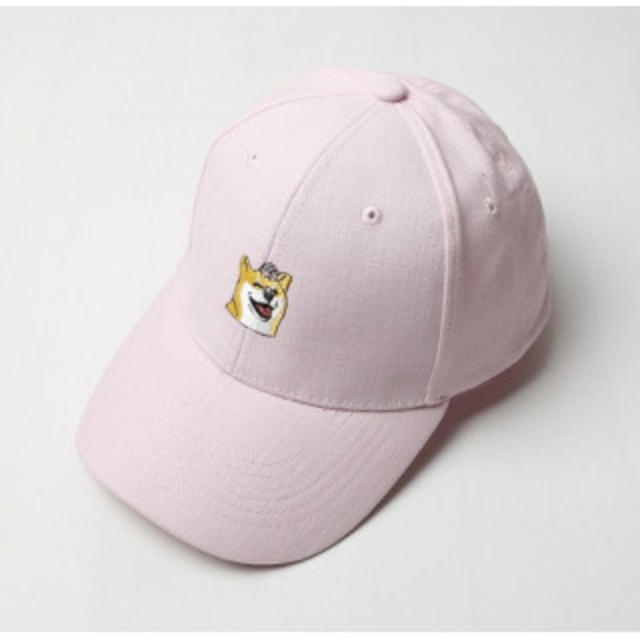 柴犬 刺繍 ロゴ キャップ 帽子  ローキャップ ピンク