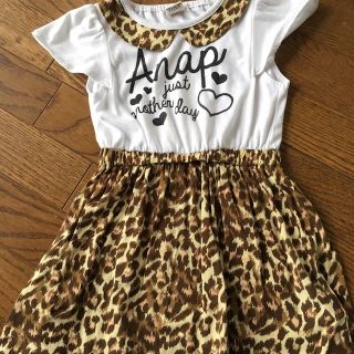 アナップキッズ(ANAP Kids)のANAPレオパードワンピース&花柄パンツ(ワンピース)