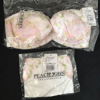 ピーチジョン(PEACH JOHN)の新品 ピーチジョン PJ ブラ&ショーツセット 白 ホワイト(ブラ&ショーツセット)