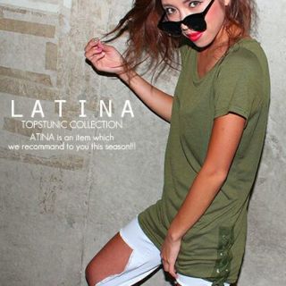 アナップ(ANAP)のLatina 美品 半袖Tシャツ サイドスピンドル カーキ(その他)