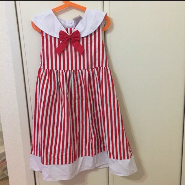 キッズ ワンピース 女の子 ストライプ ラブリー 120 130 新品 キッズ/ベビー/マタニティのキッズ服女の子用(90cm~)(ワンピース)の商品写真