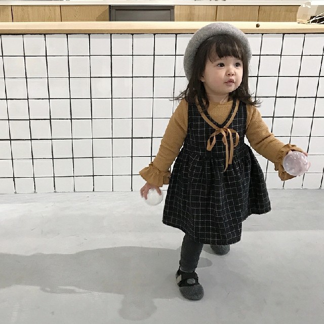 グレンチェック ジャンスカ & トップス セット キッズ/ベビー/マタニティのキッズ服女の子用(90cm~)(ワンピース)の商品写真