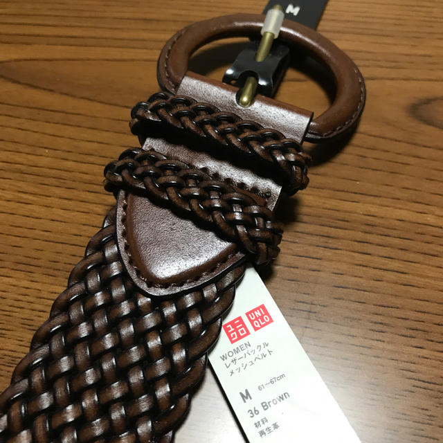 UNIQLO(ユニクロ)の♡新品UNIQLO♡本革レザーバックルメッシュベルト茶M＊size61-67 レディースのファッション小物(ベルト)の商品写真