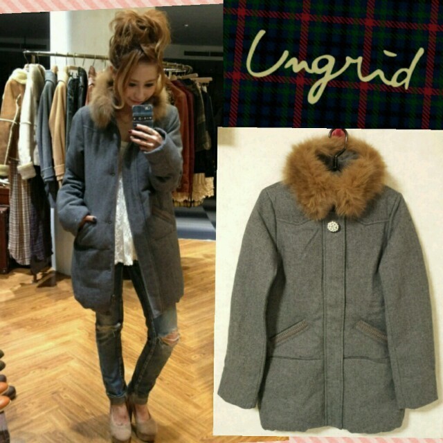 Ungrid(アングリッド)のmayu様専用 ファー衿ツイードダウン レディースのジャケット/アウター(ダウンコート)の商品写真